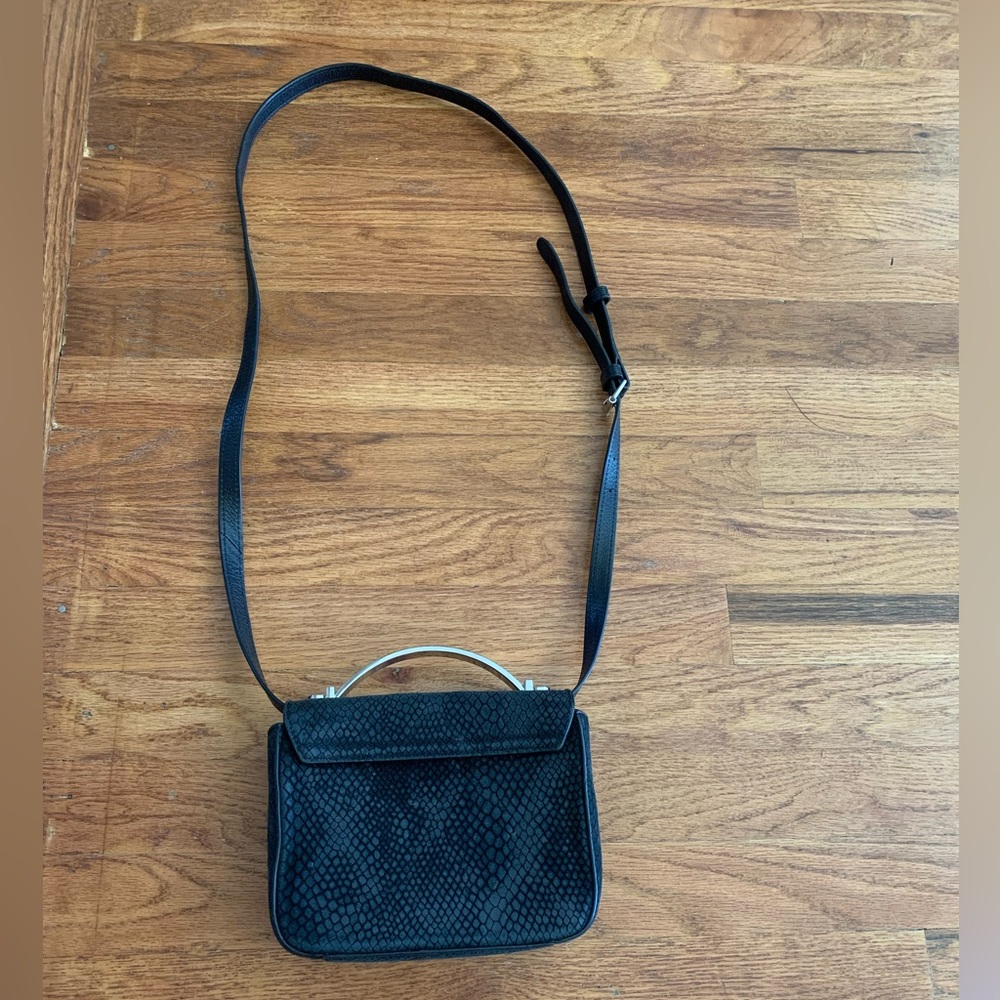Henri Bendel Stella Crossbody Black Suede snakeskin Small - Picture 5 of 9